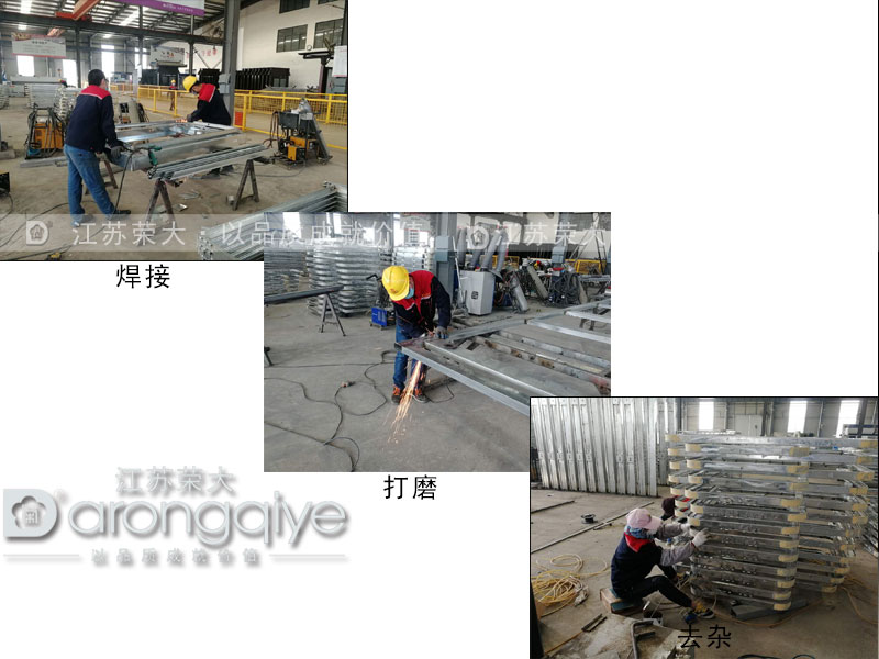 復工之后，榮大候車(chē)亭焊接班正對新一批公交候車(chē)亭焊接處理配圖